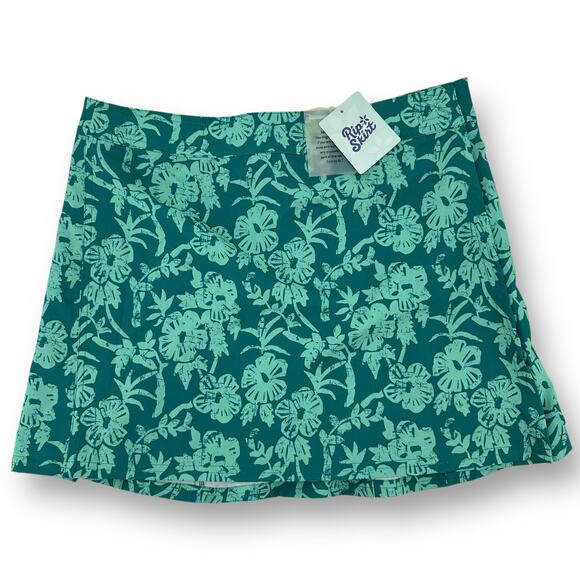 RipSkirt Floral Hibiscus Short Length 1 Adjustable Wrap Skirt Size Medium Green - Picture 1 of 7